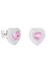 ICED STUFF Обици Love Heart Pink Бяло злато - Mera.bg