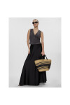 Tory Burch Дамска чанта Ella Striped Straw Basket Tote 135737 Natural/Black 270 - Mera.bg