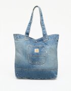 Carhartt WIP Чанта Denim Tote Blue Destroy Wash Splatter
