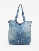 Carhartt WIP Чанта Denim Tote Blue Destroy Wash Splatter