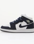 Jordan Air 1 Mid Kids Obsidian/ Obsidian-White-Grey Fog