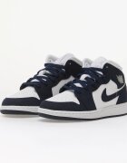 Jordan Air 1 Mid Kids Obsidian/ Obsidian-White-Grey Fog