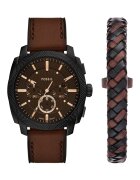 Fossil Комплект часовник и гривна Machine Chronograph FS6102SET