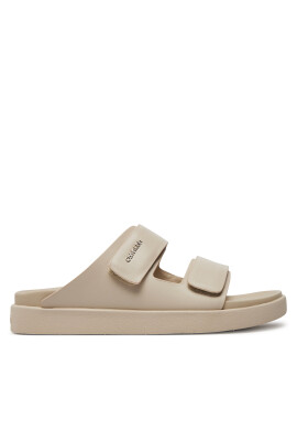Calvin Klein Чехли Flat Adj Slide Calvin Mtl Lth HW0HW01954 Екрю - Mera.bg