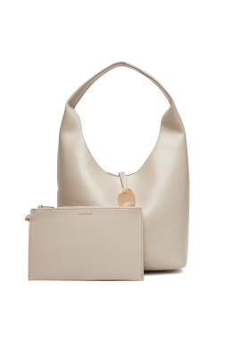 Calvin Klein Jeans Дамска чанта Stone Lock Slouchy Small Shoulde LV04K3176G Екрю - Mera.bg