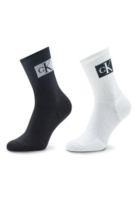 Calvin Klein Jeans Комплект 2 чифта дълги чорапи дамски 701222880 White/Black 001 - Mera.bg