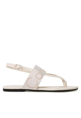 Calvin Klein Jeans Сандали Flat Sandal Toepost Webbing YW0YW00956 Ancient White YBH - Mera.bg
