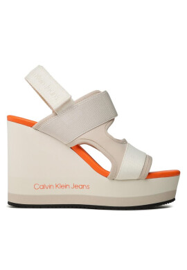 Calvin Klein Jeans Сандали Wedge Sandal Webbing YW0YW01073 Eggshell/Shocking Orange ACF - Mera.bg