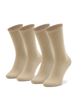 Calvin Klein Комплект 2 чифта дълги чорапи дамски 701218937 Beige 002 - Mera.bg