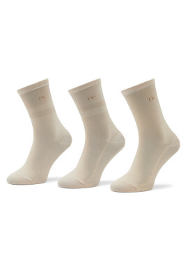 Calvin Klein Комплект 3 чифта дълги чорапи дамски 701219848 Beige 003 - Mera.bg