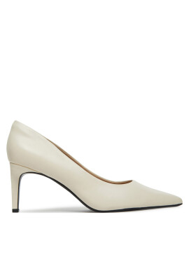 Calvin Klein Обувки на ток Pump 70 Pointy Hw Bar Lth HW0HW02561 Екрю - Mera.bg