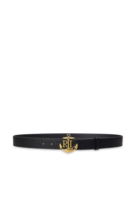 LAUREN RALPH LAUREN Дамски колан Anchor-Logo Skinny Leather Belt 412957004001 Черен - Mera.bg