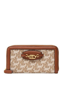 Lauren Ralph Lauren Голям дамски портфейл Ovl Zip Cont 432872649001 Khaki/Tan - Mera.bg