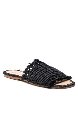 Manebi Чехли Leather Sandal S 4.7 Y0 Black Fringed Knots Raffia - Mera.bg