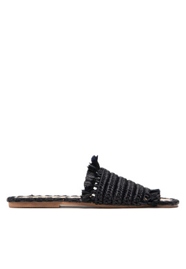 Manebi Чехли Leather Sandal S 4.7 Y0 Black Fringed Knots Raffia - Mera.bg