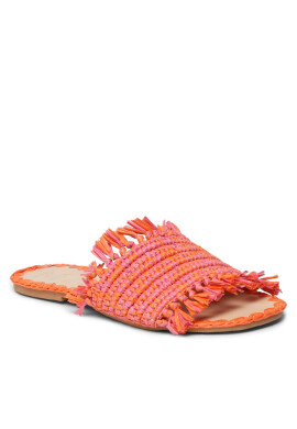 Manebi Чехли Fringed Knots Raffia Leather Sandals V 3.2 Y0 Orange Pink Melange - Mera.bg