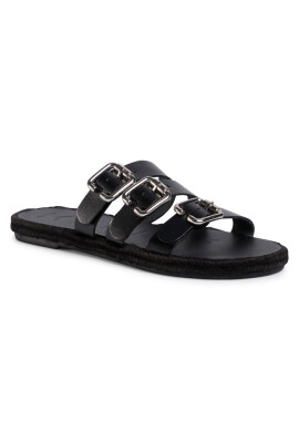 Manebi Еспадрили Leather Sandals S 2.1 Y0 Black W Triple Buckle - Mera.bg