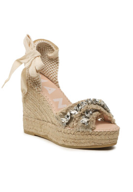 Manebi Еспадрили X Wedges Valenciana Natural With Gems - Mera.bg