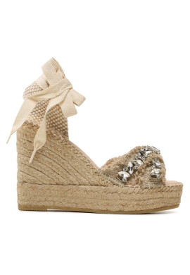 Manebi Еспадрили X Wedges Valenciana Natural With Gems - Mera.bg