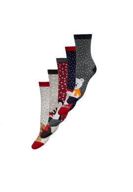 ONLY Комплект 5 чифта дълги чорапи дамски Christmas 15305905 Light Grey Melange 4333389 - Mera.bg