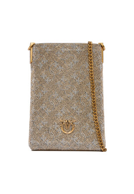 PINKO Чантичка за телефон Phone Case Monogram Full Strass AI 25-26 PCPL 105358 A20D Златист - Mera.bg
