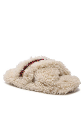 Tommy Hilfiger Пантофи Sherpa Fur Home Slippers Strap FW0FW06576 Бежов - Mera.bg