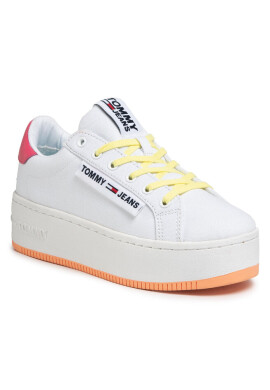 Tommy Jeans Гуменки Oversized Label Icon Sneaker EN0EN00787 White/Blush Red/ Melon Orange 0K4 - Mera.bg