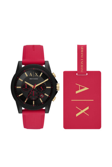 Armani Exchange Часовник Outerbanks AX7152SET Червен - Mera.bg