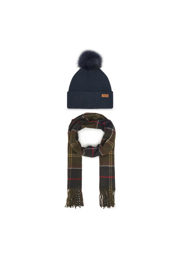 Barbour Комплект шал и шапка Dover LGS0054TN11 Тъмносин - Mera.bg