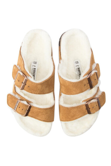Birkenstock Пантофи Arizona Fur 1001135 Кафяв - Mera.bg