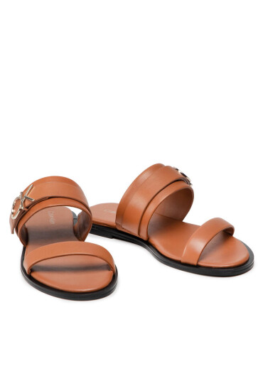 Calvin Klein Чехли Almond Flat Slide Whdw HW0HW00679 Cognac GE6 - Mera.bg