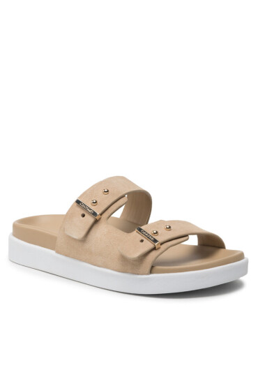 Calvin Klein Чехли Ergonomic Slide W/ Mtl Loop-Su HW0HW01156 Moccasin PDU - Mera.bg