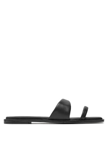 Calvin Klein Чехли Flat Slide Lth HW0HW02071 Черен - Mera.bg