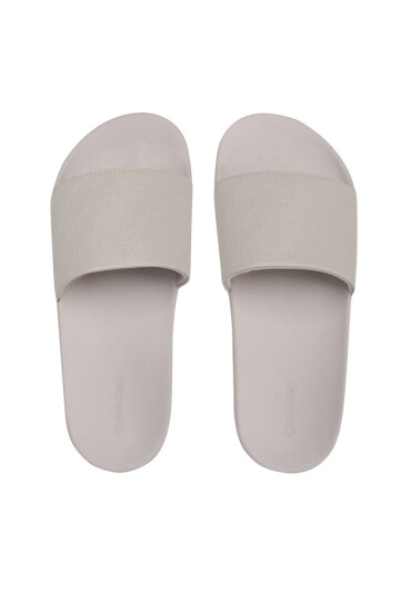 Calvin Klein Чехли Pool Slide-Hf Mono HW0HW01507 Crystal Gray Mono - Mera.bg