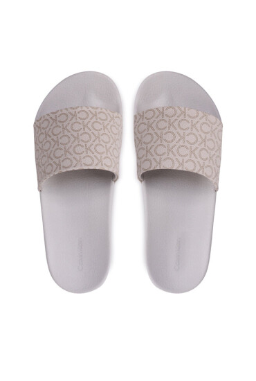 Calvin Klein Чехли Pool Slide - Mono HW0HW01528 Dk Ecru/Silver Mink Mono 0F7 - Mera.bg