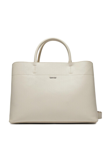 Calvin Klein Дамска чанта Business Large Tote_Saffiano K60K611674 Екрю - Mera.bg