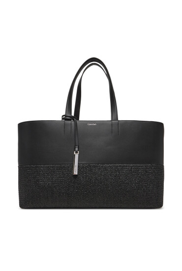 Calvin Klein Дамска чанта Ck Mixmedia Shopper_Raffia K60K613167 Черен - Mera.bg