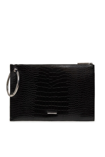 Calvin Klein Дамска чанта Ck Ring Clutch_Croco K60K612180 Черен - Mera.bg
