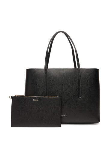Calvin Klein Дамска чанта Foil Logo Small Tote LV04F3275G Черен - Mera.bg