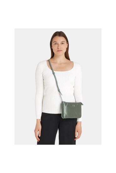Calvin Klein Дамска чанта Re-Lock Quilt Crossbody - Satin K60K611299 Зелен - Mera.bg