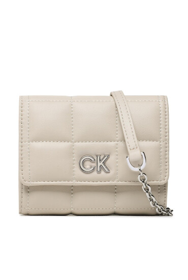 Calvin Klein Дамска чанта Re-Lock Quilt Trifold Md W/Strap K60K610476 Сив - Mera.bg