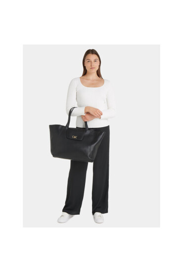 Calvin Klein Дамска чанта Re-Lock Shopper W/Flap K60K611052 Черен - Mera.bg