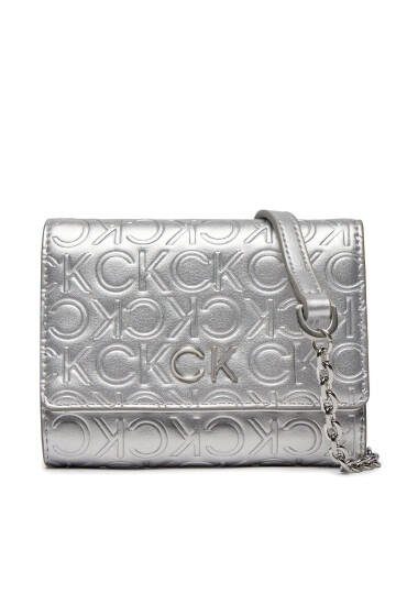 Calvin Klein Дамска чанта Re-Lock Trifold Md W/Chain_Emb K60K611383 Сребрист - Mera.bg