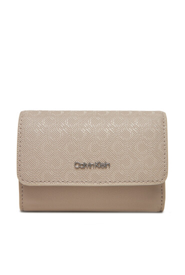 Calvin Klein Дамски портфейл Ck Must Aop Small Trifold W Zip LV04F1038G Бежов - Mera.bg