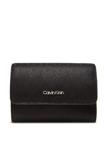 Calvin Klein Дамски портфейл Ck Must Aop Small Trifold W Zip LV04F1038G Черен - Mera.bg