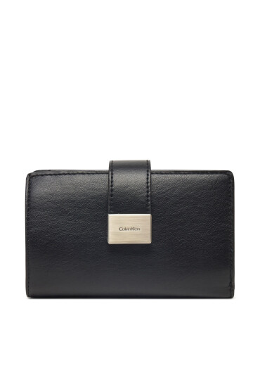 Calvin Klein Дамски портфейл Hardware Snap Medium Bifold K60K612961 Черен - Mera.bg