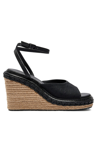 Calvin Klein Еспадрили Wedge Sandal 70 Mono Jacq HW0HW01961 Черен - Mera.bg