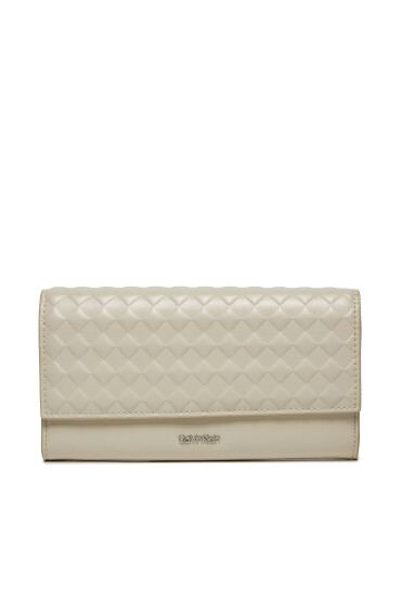 Calvin Klein Голям дамски портфейл Calvin Mini Quilt Large Trifold K60K611895 Сив - Mera.bg