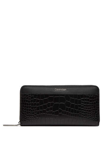 Calvin Klein Голям дамски портфейл Ck Must Lg Zip Around_Croco K60K612356 Черен - Mera.bg