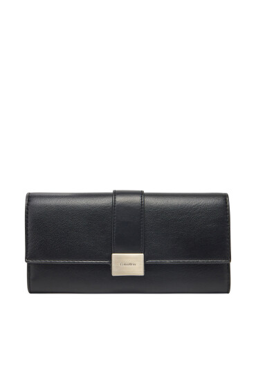 Calvin Klein Голям дамски портфейл Hardware Snap Large Wallet K60K612964 Черен - Mera.bg